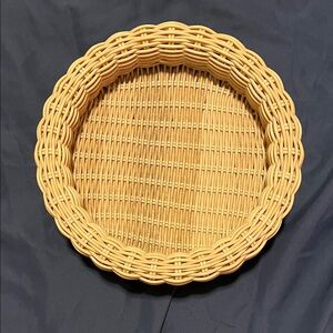 Serena & Lily Woven Rattan Round Tray in Natural Honey